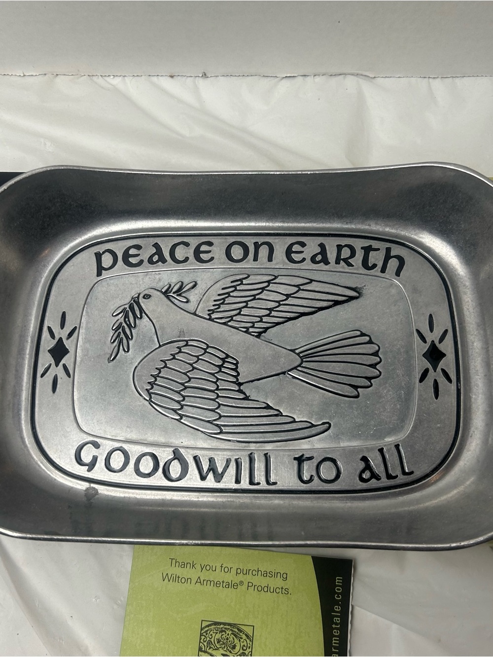 Wilton Armetale Bread Tray Peace Doves In Box